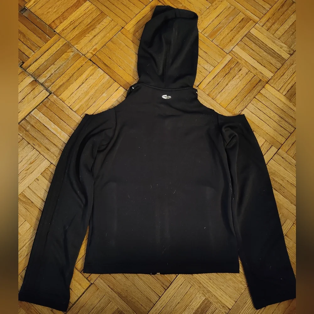 Adidas Black Zip-Up Hoodie With Shoulder Cutouts